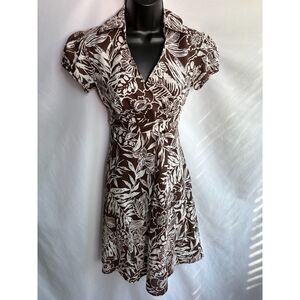 Vintage Robbie Bee Floral Brown Wrap Dress Size 6 Petite Romantic Date Flare